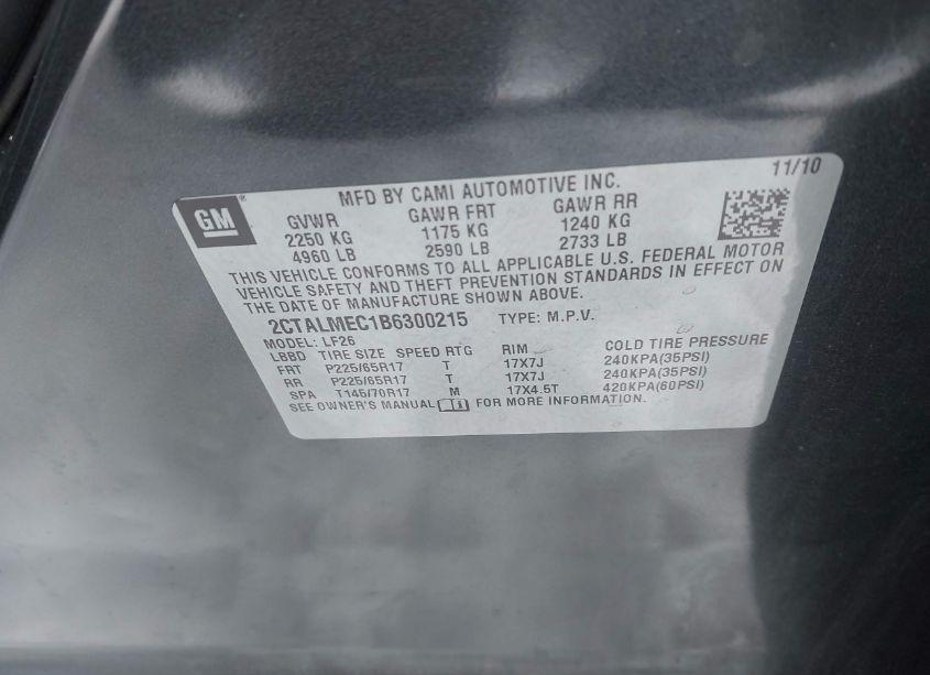 Photo 9 of 2011 Gmc Terrain SLE-1 (VIN 2CTALMEC1B6300215)