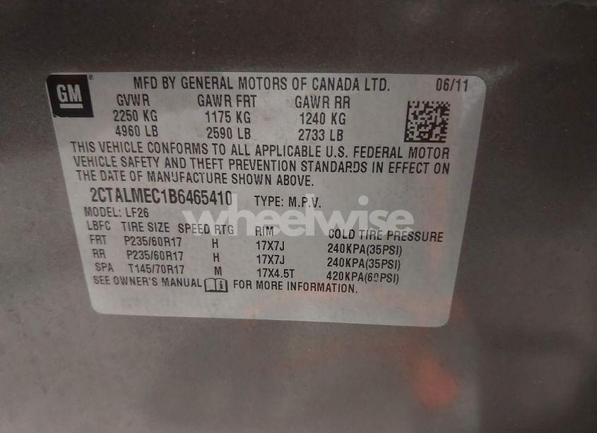 Photo 9 of 2011 Gmc Terrain SLE-1 (VIN 2CTALMEC1B6465410)