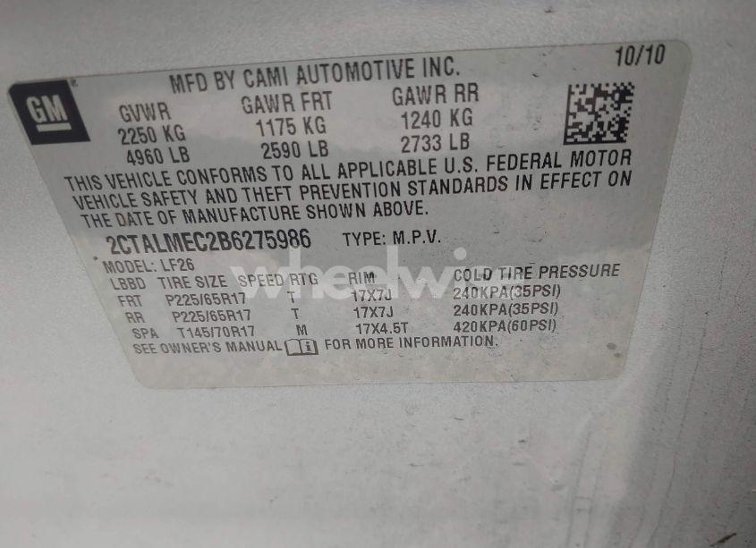 Photo 9 of 2011 Gmc Terrain SLE-1 (VIN 2CTALMEC2B6275986)