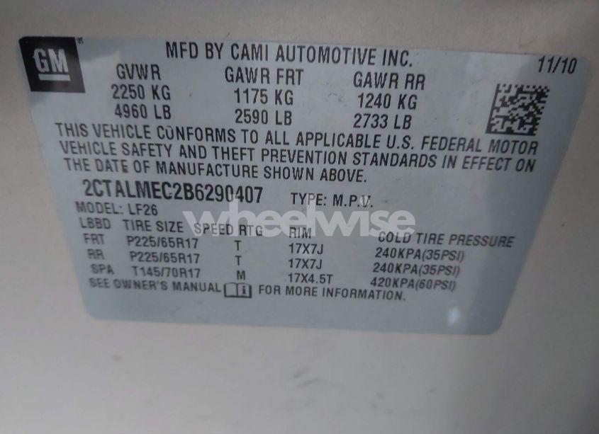 Photo 9 of 2011 Gmc Terrain SLE-1 (VIN 2CTALMEC2B6290407)