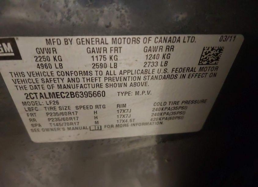 Photo 9 of 2011 Gmc Terrain SLE-1 (VIN 2CTALMEC2B6395660)