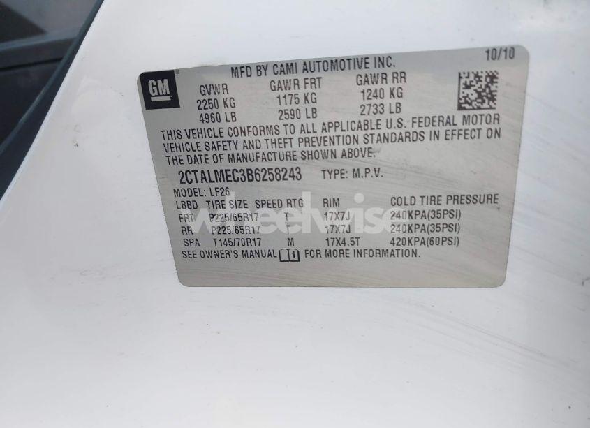 Photo 9 of 2011 Gmc Terrain SLE-1 (VIN 2CTALMEC3B6258243)