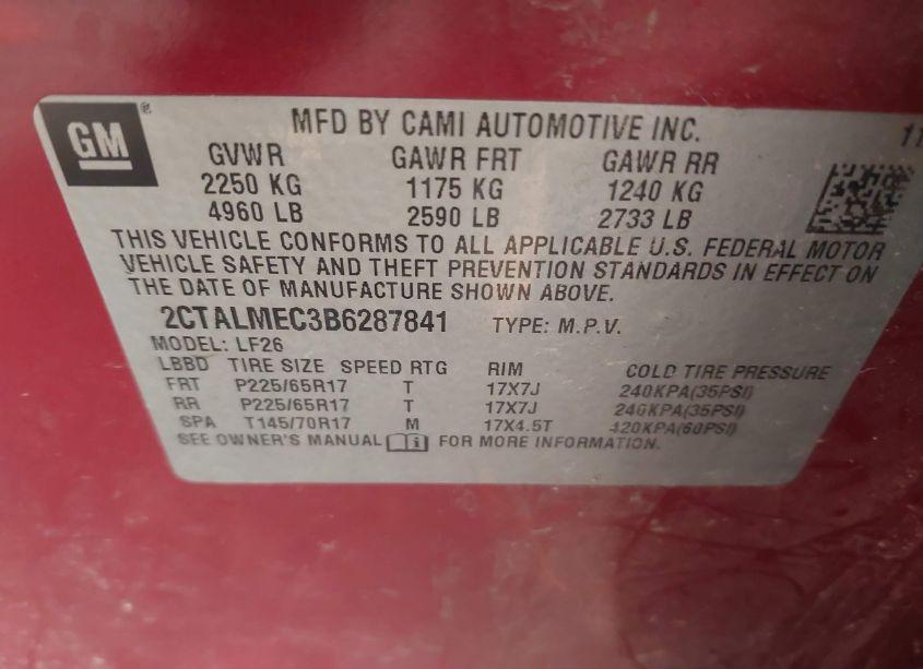 Photo 9 of 2011 Gmc Terrain SLE-1 (VIN 2CTALMEC3B6287841)