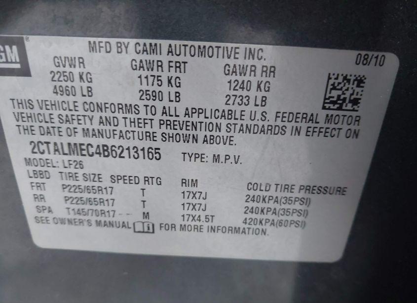 Photo 9 of 2011 Gmc Terrain SLE-1 (VIN 2CTALMEC4B6213165)