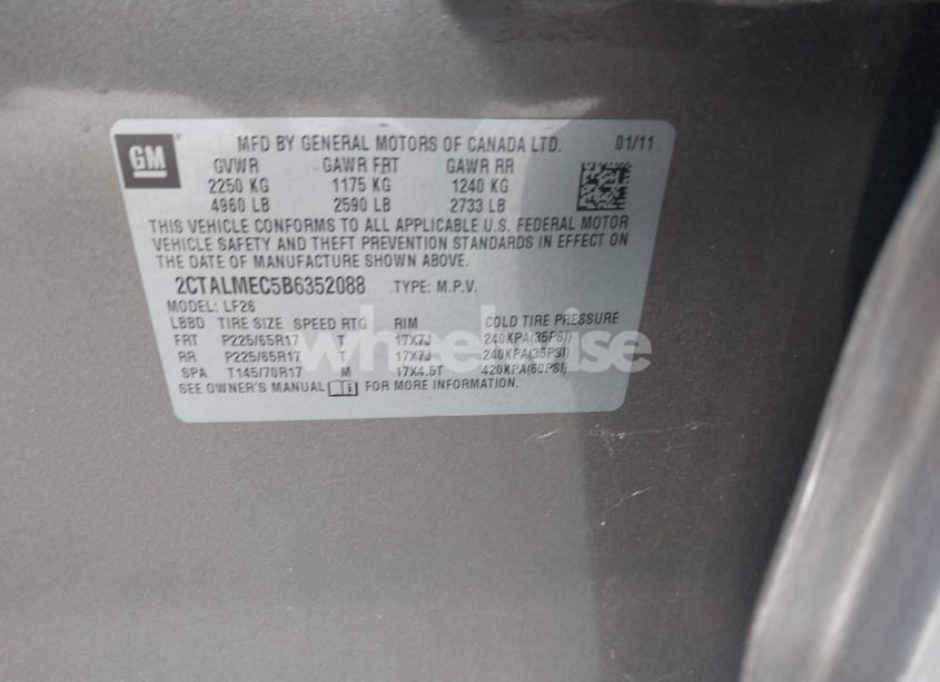 Photo 9 of 2011 Gmc Terrain SLE-1 (VIN 2CTALMEC5B6352088)