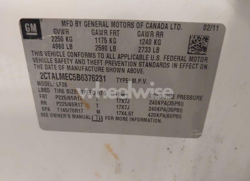 Photo 9 of 2011 Gmc Terrain SLE-1 (VIN 2CTALMEC5B6376231)