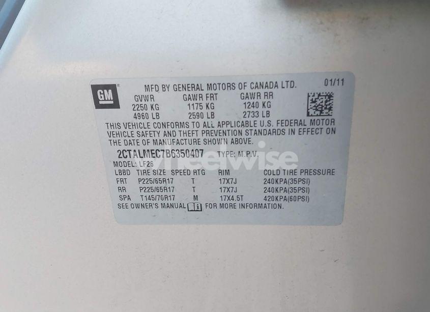 Photo 9 of 2011 Gmc Terrain SLE-1 (VIN 2CTALMEC7B6350407)