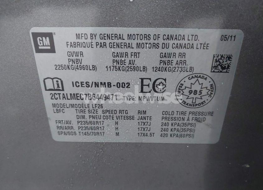 Photo 9 of 2011 Gmc Terrain SLE-1 (VIN 2CTALMEC7B6449471)