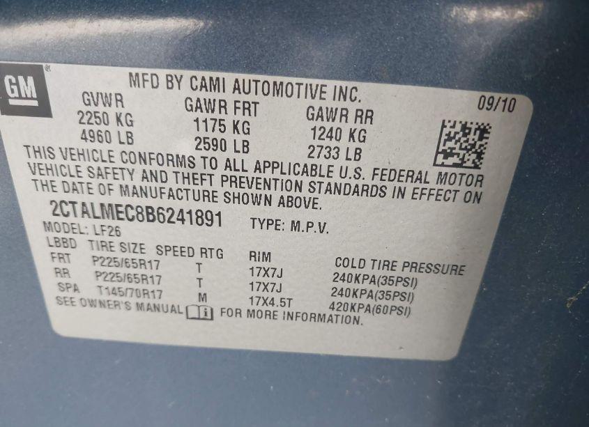 Photo 9 of 2011 Gmc Terrain SLE-1 (VIN 2CTALMEC8B6241891)