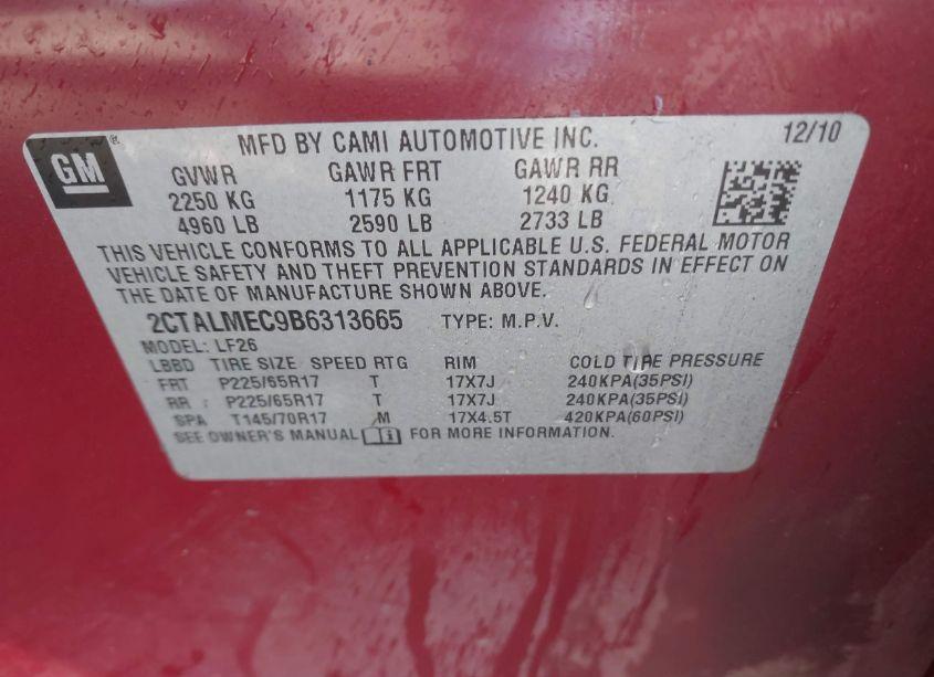 Photo 9 of 2011 Gmc Terrain SLE-1 (VIN 2CTALMEC9B6313665)