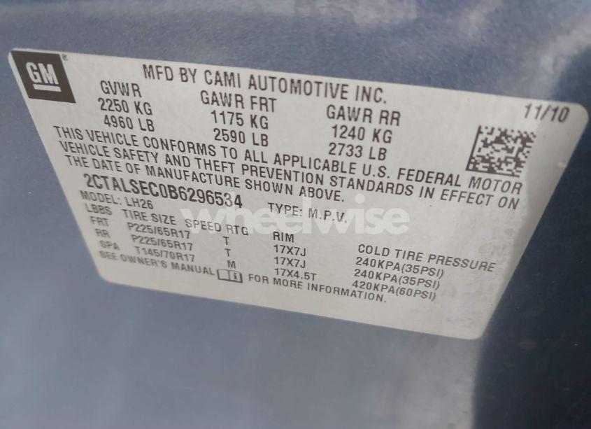 Photo 9 of 2011 Gmc Terrain SLE-2 (VIN 2CTALSEC0B6296534)