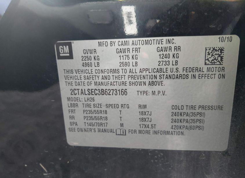 Photo 9 of 2011 Gmc Terrain SLE-2 (VIN 2CTALSEC3B6273166)