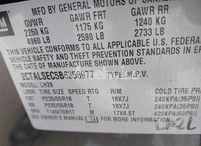 Photo 9 of 2011 Gmc Terrain SLE-2 (VIN 2CTALSEC5B6358977)