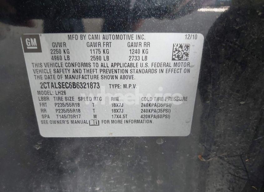 Photo 9 of 2011 Gmc Terrain SLE-2 (VIN 2CTALSEC6B6321873)