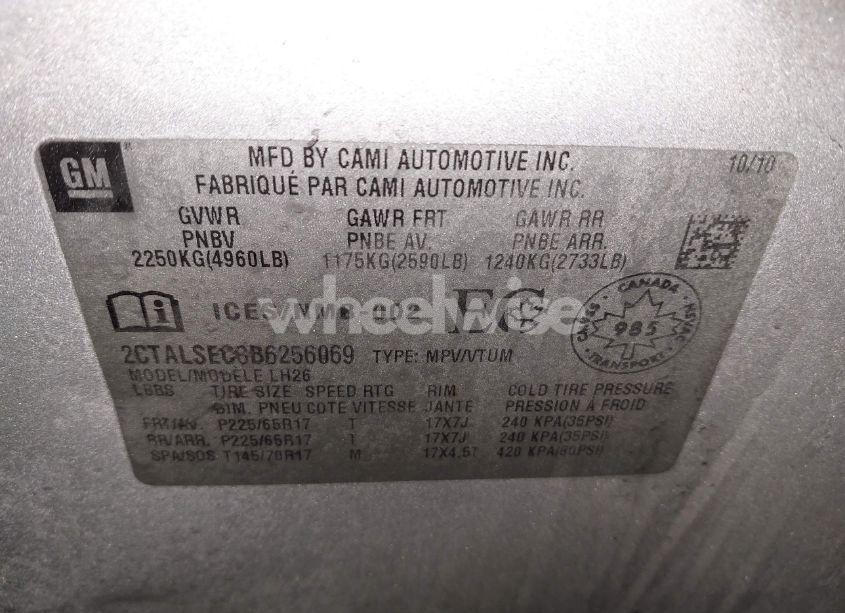 Photo 9 of 2011 Gmc Terrain SLE-2 (VIN 2CTALSEC8B6256069)