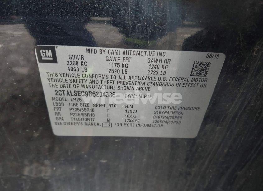 Photo 9 of 2011 Gmc Terrain SLE-2 (VIN 2CTALSEC9B6204336)