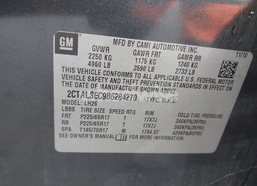 Photo 9 of 2011 Gmc Terrain SLE (VIN 2CTALSEC9B6284270)
