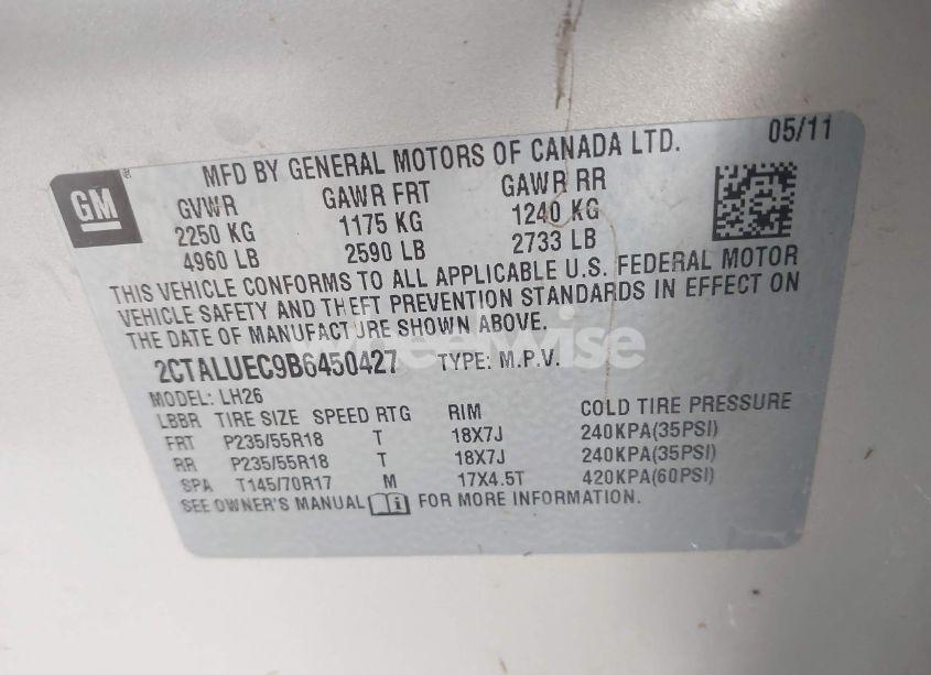 Photo 9 of 2011 Gmc Terrain SLT-1 (VIN 2CTALUEC9B6450427)