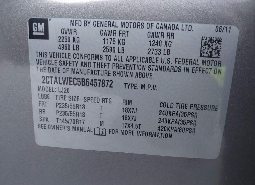 Photo 9 of 2011 Gmc Terrain SLT-2 (VIN 2CTALWEC5B6457872)