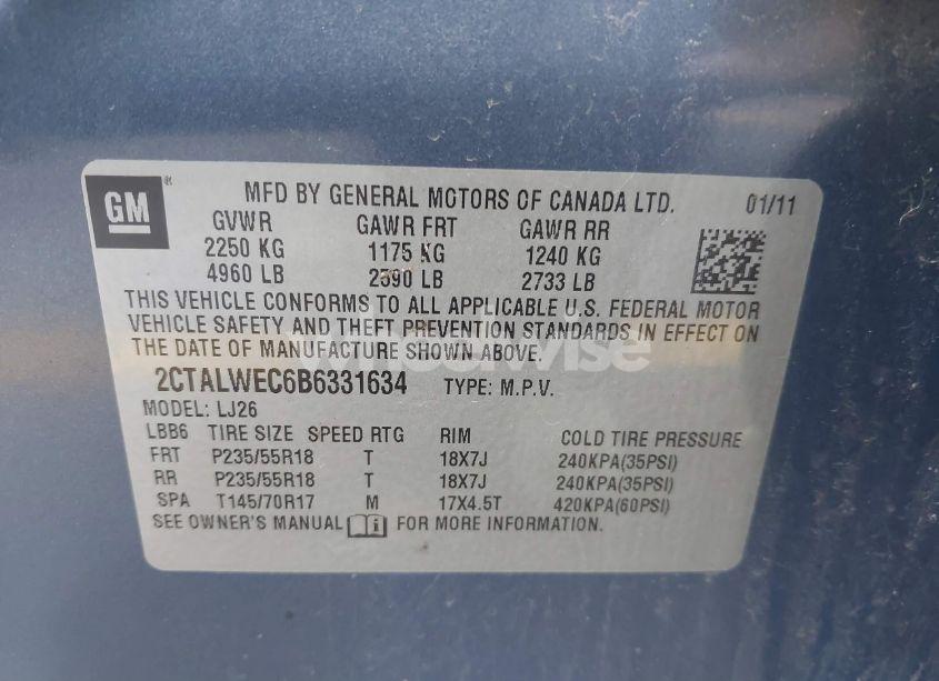 Photo 9 of 2011 Gmc Terrain SLT-2 (VIN 2CTALWEC6B6331634)