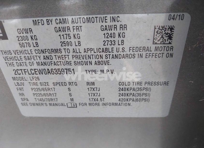 Photo 9 of 2010 Gmc Terrain SLE-1 (VIN 2CTFLCEW0A6359751)