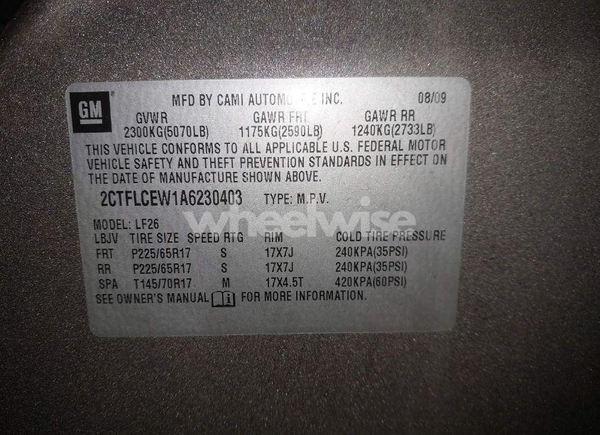 Photo 9 of 2010 Gmc Terrain SLE-1 (VIN 2CTFLCEW1A6230403)