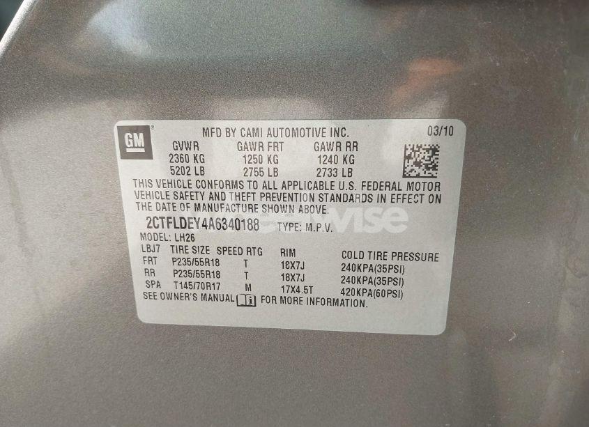 Photo 9 of 2010 Gmc Terrain SLE-2 (VIN 2CTFLDEY4A6340188)