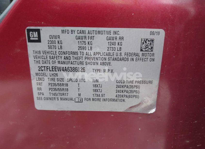 Photo 9 of 2010 Gmc Terrain SLE-2 (VIN 2CTFLEEW4A6386026)