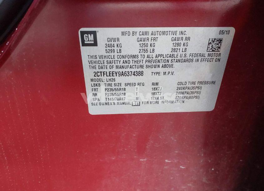 Photo 9 of 2010 Gmc Terrain SLE-2 (VIN 2CTFLEEY9A6374388)