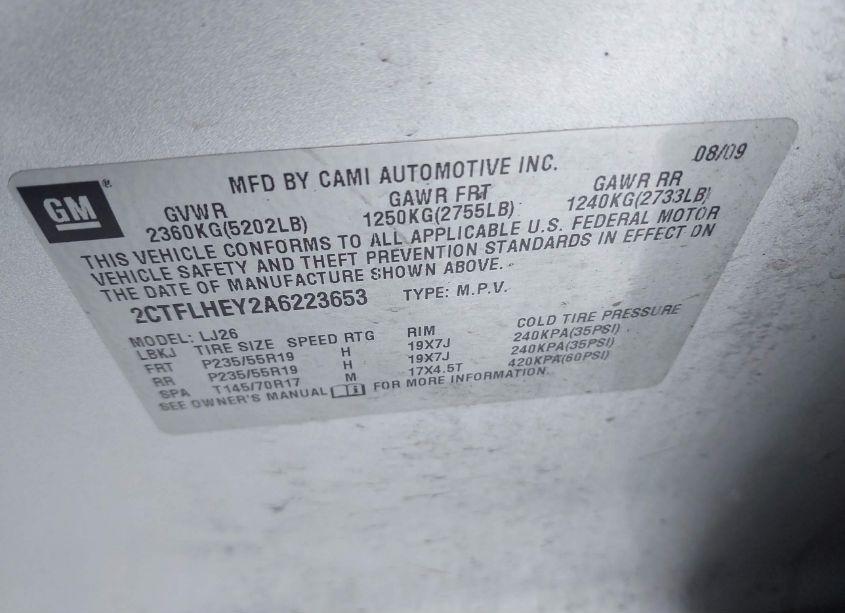 Photo 9 of 2010 Gmc Terrain SLT-2 (VIN 2CTFLHEY2A6223653)