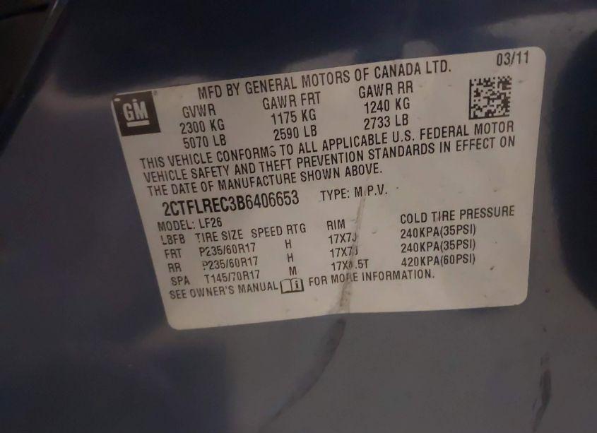 Photo 9 of 2011 Gmc Terrain SLE-1 (VIN 2CTFLREC3B6406653)