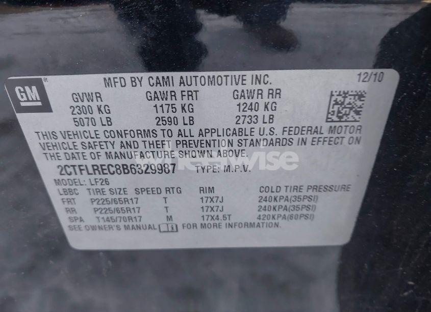 Photo 9 of 2011 Gmc Terrain SLE-1 (VIN 2CTFLREC8B6329987)