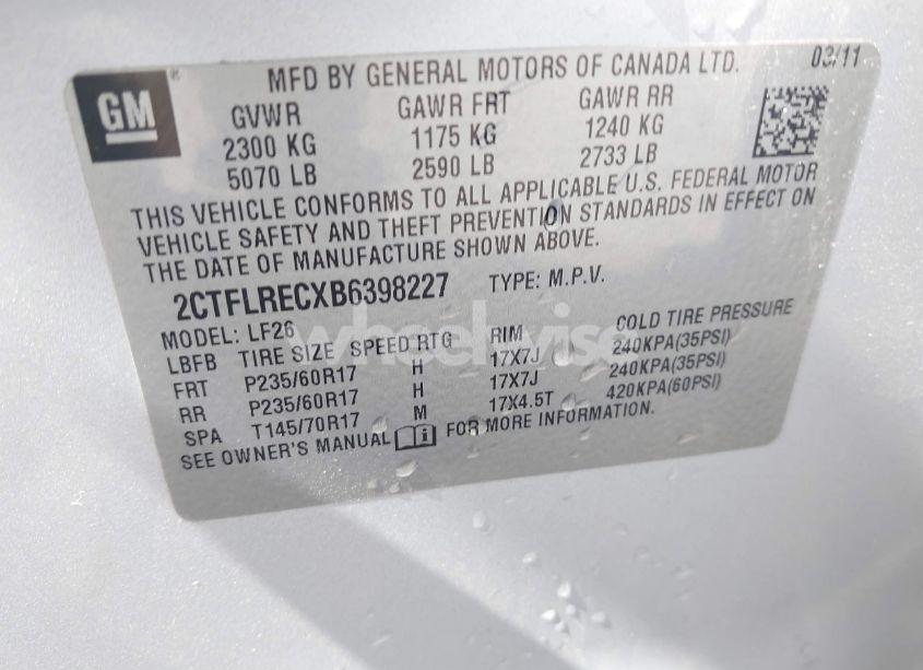 Photo 9 of 2011 Gmc Terrain SLE-1 (VIN 2CTFLRECXB6398227)