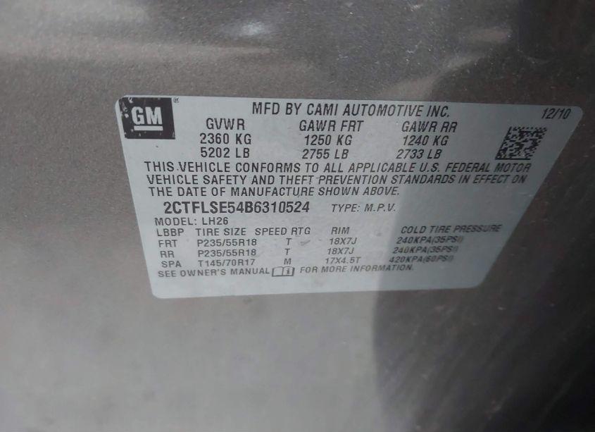 Photo 9 of 2011 Gmc Terrain SLE (VIN 2CTFLSE54B6310524)