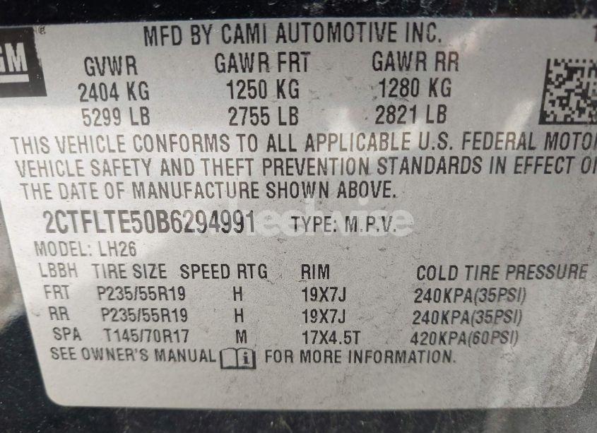 Photo 9 of 2011 Gmc Terrain SLE-2 (VIN 2CTFLTE50B6294991)
