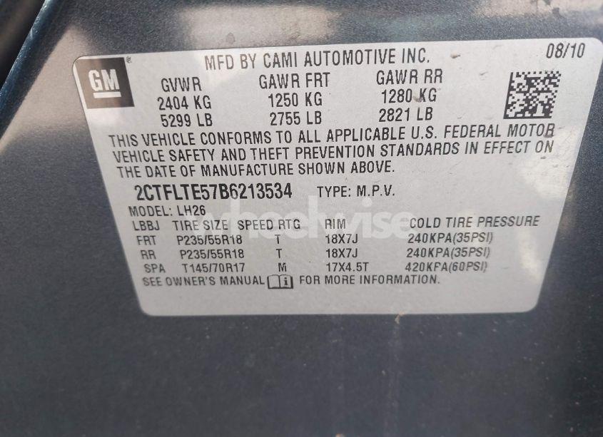 Photo 8 of 2011 Gmc Terrain SLE-2 (VIN 2CTFLTE57B6213534)