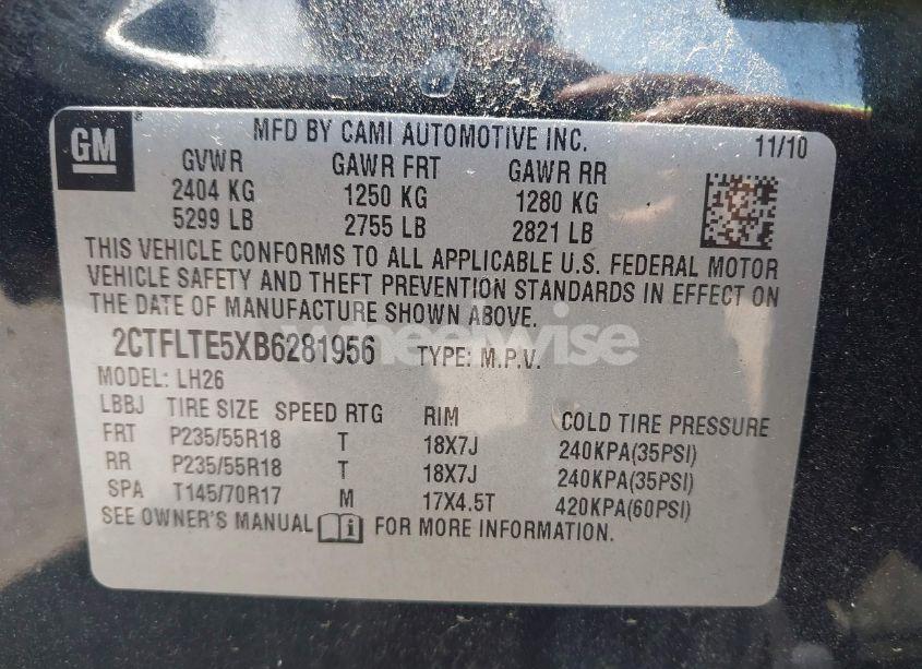 Photo 9 of 2011 Gmc Terrain SLE-2 (VIN 2CTFLTE5XB6281956)