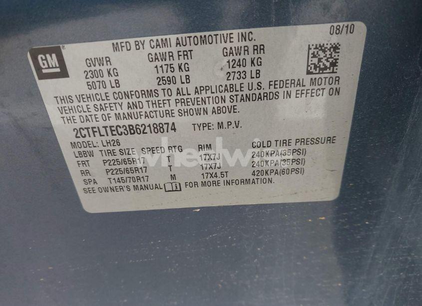 Photo 9 of 2011 Gmc Terrain SLE-2 (VIN 2CTFLTEC3B6218874)