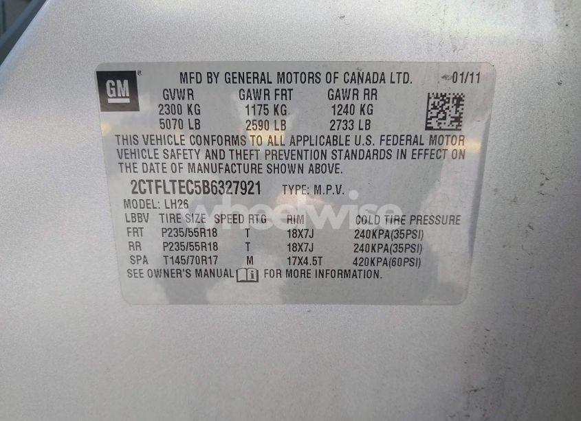 Photo 9 of 2011 Gmc Terrain SLE-2 (VIN 2CTFLTEC5B6327921)