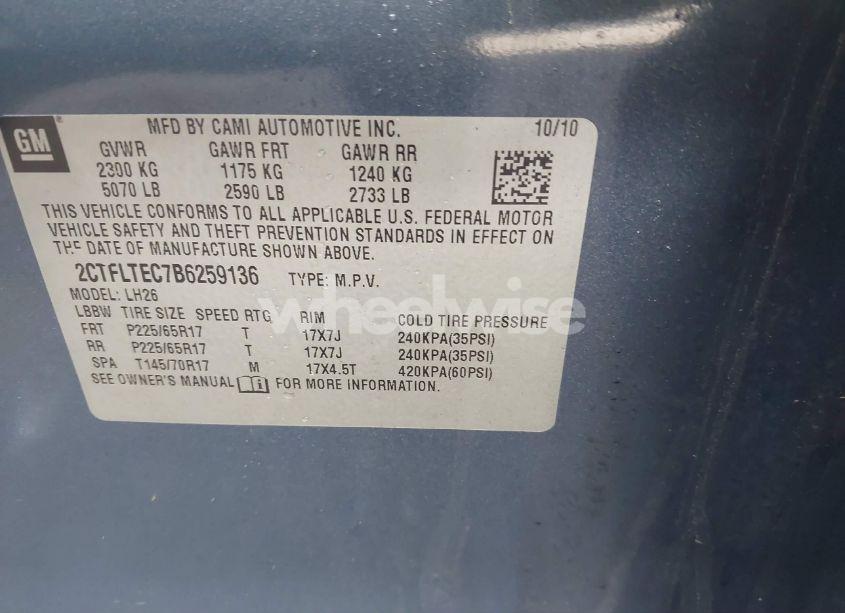 Photo 9 of 2011 Gmc Terrain SLE-2 (VIN 2CTFLTEC7B6259136)