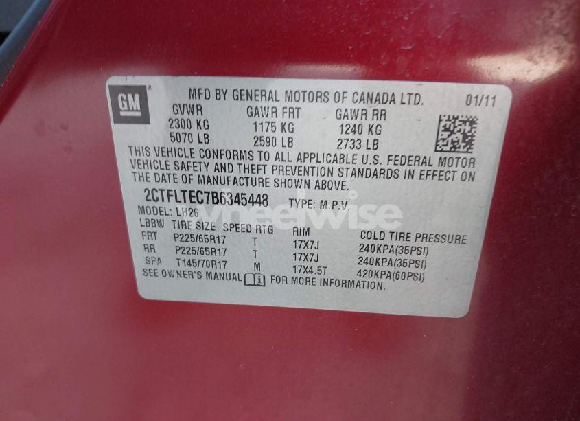 Photo 9 of 2011 Gmc Terrain SLE-2 (VIN 2CTFLTEC7B6345448)