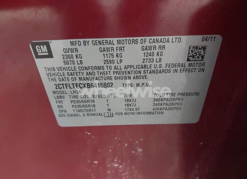 Photo 9 of 2011 Gmc Terrain SLE-2 (VIN 2CTFLTECXB6415802)