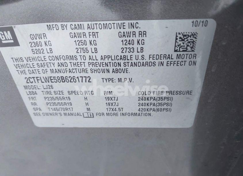 Photo 9 of 2011 Gmc Terrain SLT-2 (VIN 2CTFLWE58B6261772)