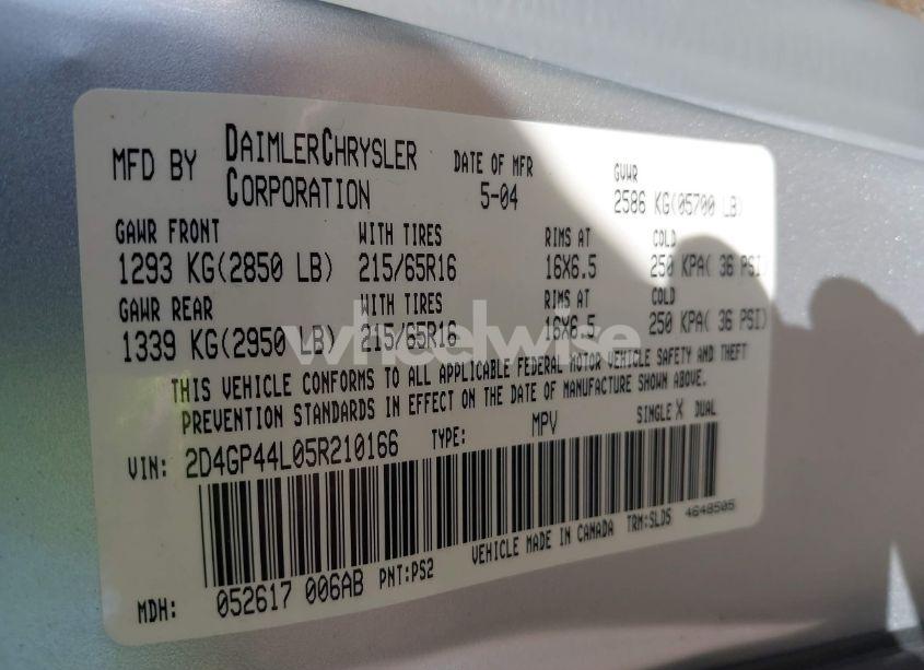 Photo 9 of 2005 Dodge Grand CARAVAN SXT (VIN 2D4GP44L05R210166)