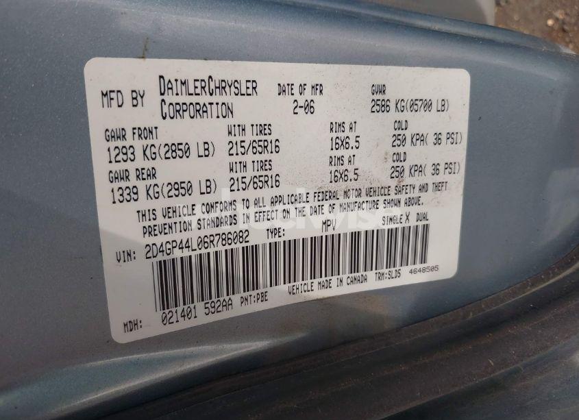 Photo 9 of 2006 Dodge Grand CARAVAN SXT (VIN 2D4GP44L06R786082)