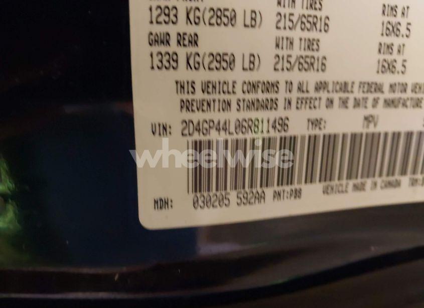 Photo 9 of 2006 Dodge Grand CARAVAN SXT (VIN 2D4GP44L06R811496)