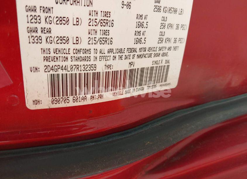 Photo 9 of 2007 Dodge Grand CARAVAN SXT (VIN 2D4GP44L07R132359)