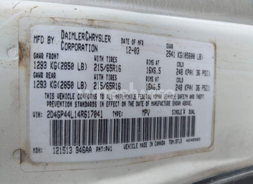 Photo 9 of 2004 Dodge Grand CARAVAN SXT (VIN 2D4GP44L14R617041)