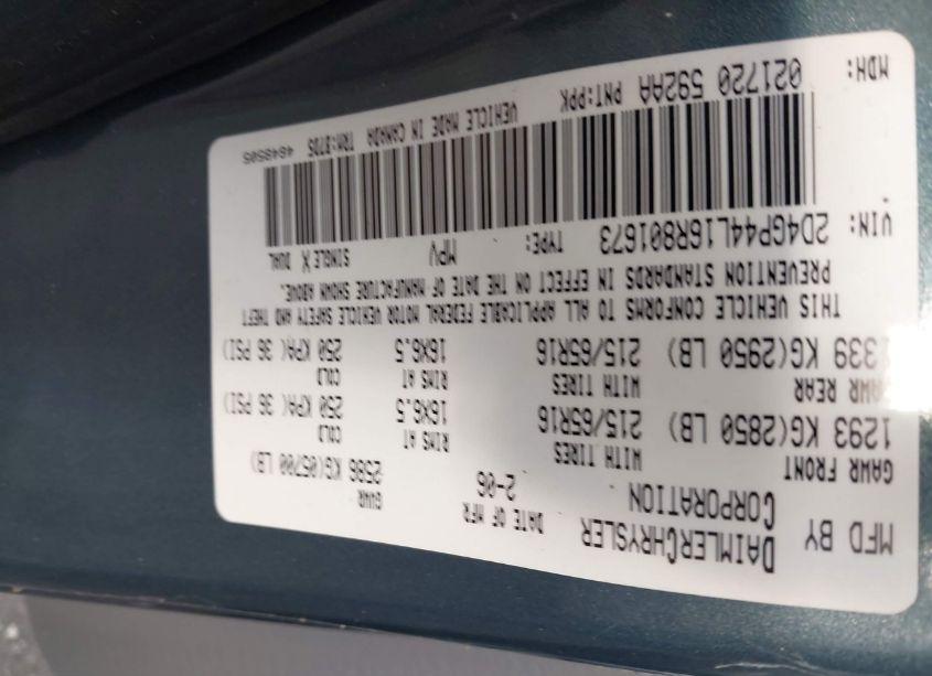 Photo 9 of 2006 Dodge Grand CARAVAN SXT (VIN 2D4GP44L16R801673)