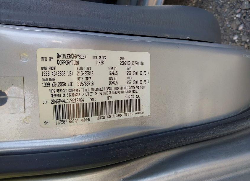 Photo 9 of 2007 Dodge Grand CARAVAN SXT (VIN 2D4GP44L17R216464)